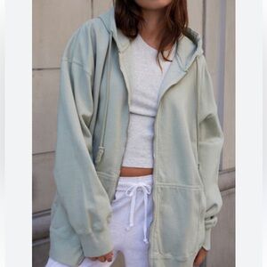 John Galt PacSun pale sage zip up hoodie OS